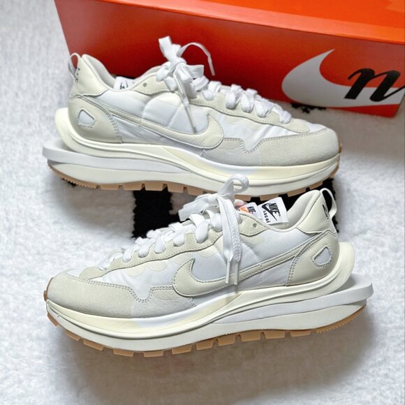 Sacai x Nike VaporWaffle white and gum sneakers